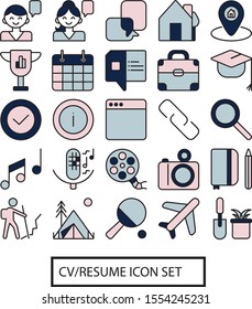 CV And Resume With Color Icon Set