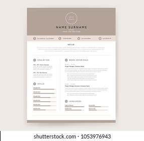 CV / resume and cover letter template - elegant stylish design - beige color background vector