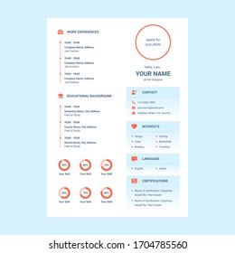 cv führt die Vektorillustration der Design-Vorlage mit Symbolen fort