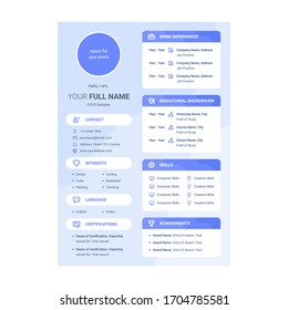 cv currículum de diseño vectorial con iconos incluidos