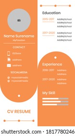 CV Resume Design Template for Work Orange Color