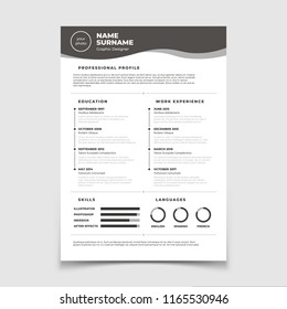 Cv resume. Document for employment interview. Vector business design template. Resume for interview in company corporate illustration