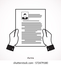 cv resume employee recruitment data paper work send. Icon Isolated on White Background, flat style.