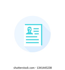 CV, resume, HR concept, vector icon