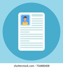 Cv Resume Icon Application Form Document Flat Vector Illustration