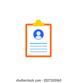 CV Resume icon design vector illustration. Resume Glyph Vector Icon. Curriculum vitae icon. Personal information symbol. Portfolio, Contract sign. Job interview form illustration, sign for hr business