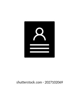 CV Resume icon design vector graphics. Resume Glyph Vector Icon. Curriculum vitae icon. Personal information symbol. Portfolio sign. Job interview form illustration, sign for hr business.