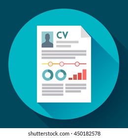 CV resume icon flat. Modern flat 2.0 style.