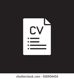 CV, Resume icon vector, filled flat sign, solid pictogram isolated on black, logo illustration
