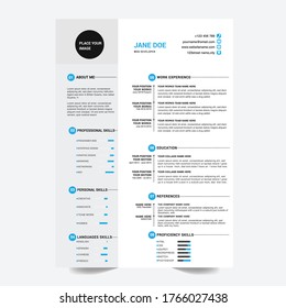  CV / resume minimalis template.Creative design and vector 