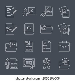 CV and Resume and Self Presentation icons set. CV and Resume and Self Presentation pack symbol vector elements for infographic web