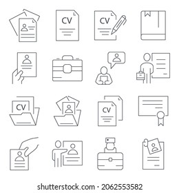 CV and Resume and Self Presentation icons set. CV and Resume and Self Presentation   pack symbol vector elements for infographic web