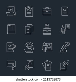 CV and Resume and Self Presentation  icons set . CV and Resume and Self Presentation  pack symbol vector elements for infographic web
