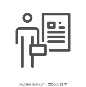 Cv and resume self presentation related icon outline and linear vector.