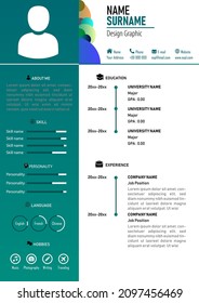 CV Resume Template. Clean Modern Design. Multicolor. Elegant. Suitable for Job Application