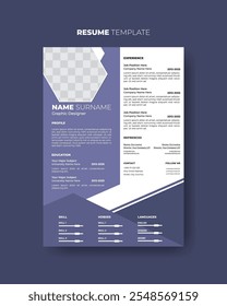 Modelo CV resume. Design curricular vitae limpo e moderno para entrevista de emprego. 