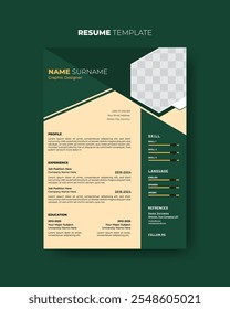 CV resume template. Clean and modern curriculum vitae design for job interview. 