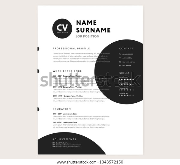 Cv Resume Template Creative Stylish Curriculum Stock Vector Royalty Free 1043572150