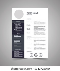 CV resume template design. Business layout vector clean for job applications.