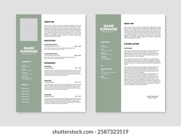 CV resume template design. Minimalist resume and cover letter layout design. Vector illustration