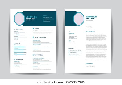 CV Resume Template Design, Personal Details for Job Application 