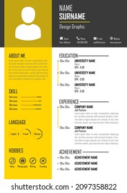 CV Resume Template. Editable. Simple Elegant Design. Very Suitable for Your Job Application. Yellow and Dark Color