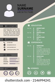 CV Resume Template. Editable Vector. Modern Design. Soft Pastel Color Background. A4 Paper Size. Suitable for Job Application