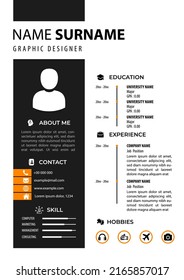 CV Resume Template. Editable Vector. Modern Clean Design. A4 Paper Size. Suitable for Job Application