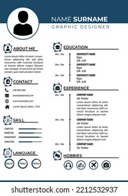 CV Resume Template. Editable vector. Modern clean design. Suitable for job application