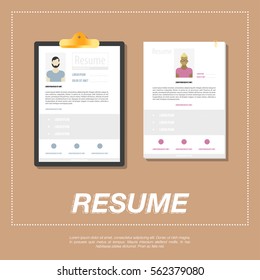 CV, resume template for man and girl. Flat vector illustration EPS 10