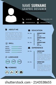 CV Resume Template. Modern Flat Design. Editable Vector. A4 Paper Size. Suitable for Job Application