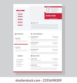 CV Resume template - Red light gray  sample