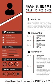 CV Resume Template. Simple Clean Design. Soft Color Background. Editable Vector in A4 Paper Size. Best for Job Application