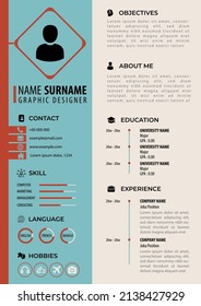 CV Resume Template. Simple Clean Design. Soft Color Background. Editable Vector in A4 Paper Size. Best for Job Application