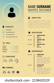 CV Resume Template. Simple Clean Design. Editable Vector. A4 Paper Size. Best for Job Application