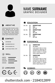 CV Resume Template. Simple Modern Design. Simple Color Background. Editable Vector. A4 Paper Size. Suitable for Job Application