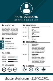 CV Resume Template. Simple Modern Design. Simple Color Background. Editable Vector. A4 Paper Size. Suitable for Job Application