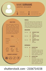 CV Resume Template. Soft Elegant Color Background. Simple Modern Clean Design. A4 Paper Size Vector. Editable. Best for Job Application