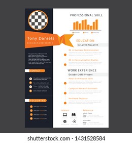 
CV / resume template - stylish dark gray and blue design sample