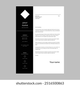 CV or resume template - stylish dark black and white design sample