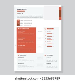 CV Resume template - stylish Light gray and Orange design