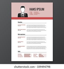CV, resume template, vector graphic layout