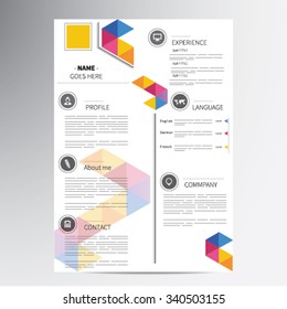 CV, resume template, vector graphic layout
