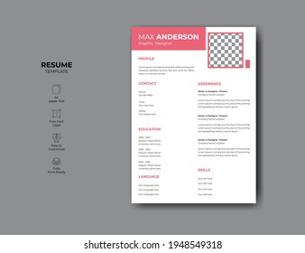 CV or resume template. vector minimalist cv or resume design template.