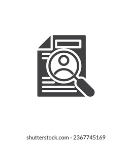 CV, resume vector icon. filled flat sign for mobile concept and web design. Job hiring glyph icon. Symbol, logo illustration. Vector graphics