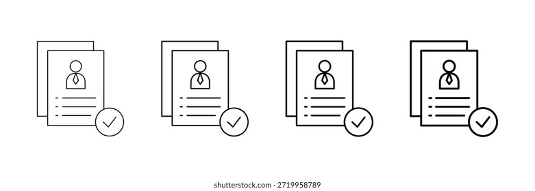 Vetor De Ícones De Revisão Cv Definido Em Estilo De Linha De Traçado Diferente
