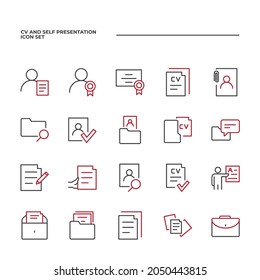 CV and Self Presentation set icon, isolated CV and Self Presentation set sign icon, vector illustration