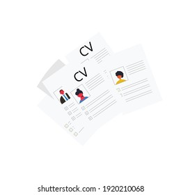 Conjunto de CV aislado en fondo blanco. Reanudar el concepto de grupo. Ilustración plana vectorial. 