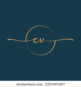CV Signature initial logo template vector ,Signature Logotype