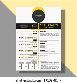 a cv template to apply for jobs. with A4 paper size which is designed very simply and white yellow